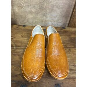 Stacy Adams Napa Natural Embossed Floral Slip On Loafers Mens 12 25096-280 Tan